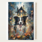 Collie de Border Halloween avec citrouilles effray (Dos)