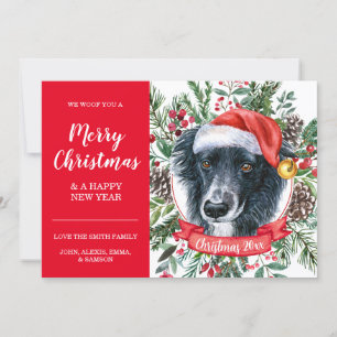 Collie de bordure personnalisée Carte de Noël bon