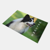 Collie Dog aan de zwarte en witte rand Deurmat (Schuin)
