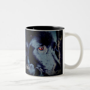 Collie Dog Art aan de Zwarte Grens Persoonlijk Tweekleurige Koffiemok