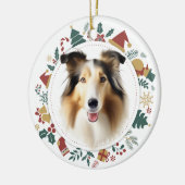 Collie Dog Christmas Afbeeldingen krans Keramisch Ornament (Links)