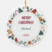 Collie Dog Christmas Afbeeldingen krans Keramisch Ornament (Achterkant)