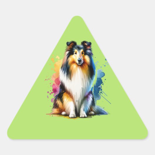 Collie Dog Driehoek Sticker (Voorkant)