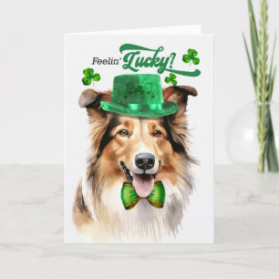 Collie Dog Feelin' Lucky St Patrick's Day Feestdagen Kaart