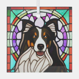 Collie Dog "Glas in lood" Glas Ornament