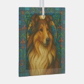 Collie Dog "Glas in lood" Glas Ornament (Voorkant Rechts)