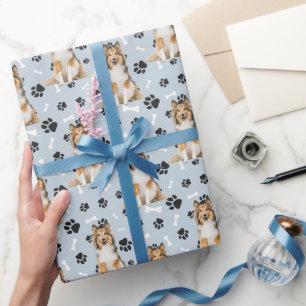 Collie Dog Paw Print Patroon Cadeaupapier