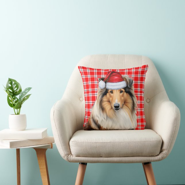 Collie Dog Red Pset met kerstfeestdag Kussen (Stoel)