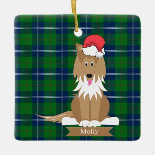 Collie Dog Santa Christmas Pet Ornament (Voorkant)