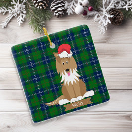 Collie Dog Santa Christmas Pet Ornament