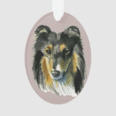 Collie Dog Waterverf Illustratie Ornament (achterkant)