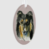 Collie Dog Waterverf Illustratie Ornament (voorkant)