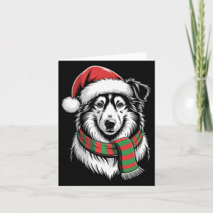 Collie Dog Xmas Santa Hat Sjaal Kerstkostuum Kaart