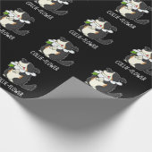 Collie-flower Funny Border Collie Dog Pun Dark BG Cadeaupapier (Hoek)