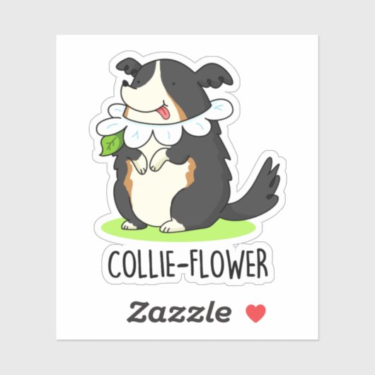Collie-flower Funny Border Collie Dog Pun Sticker (Vel)