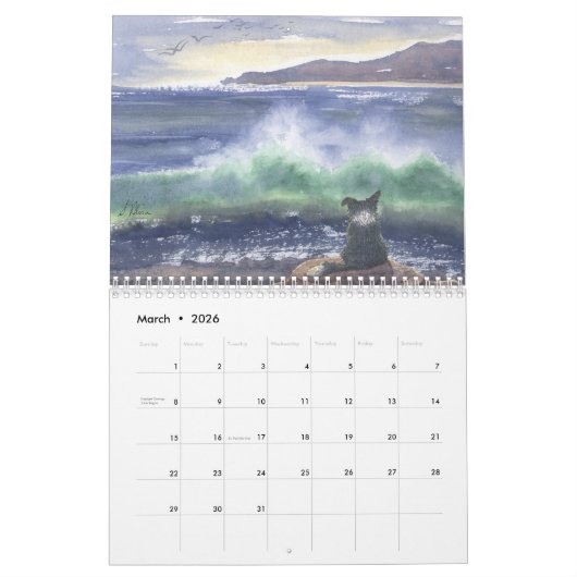 Collie frontière dans le calendrier paysage (Mar 2026)