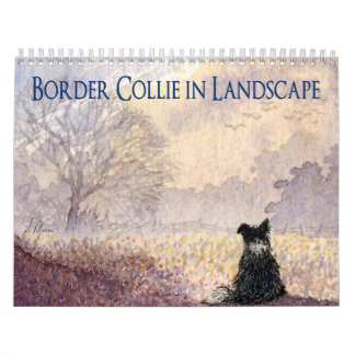 Collie frontière dans le calendrier paysage