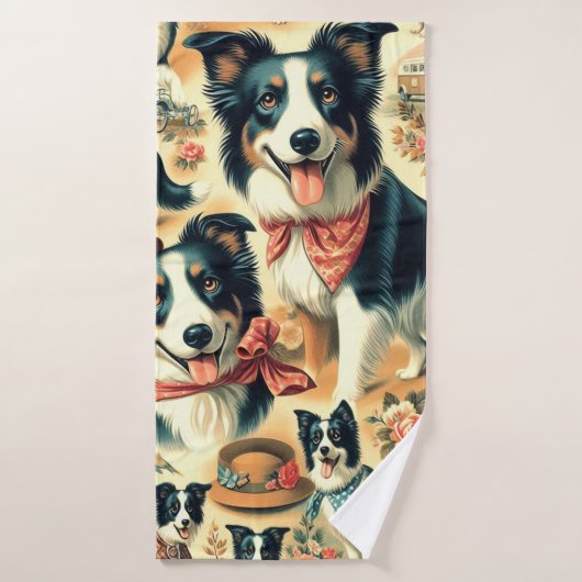Collie frontière mignonne sans joint (Serviette de bain)