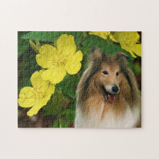 Collie Geel Primrose Hondenkunst Legpuzzel (Horizontaal)