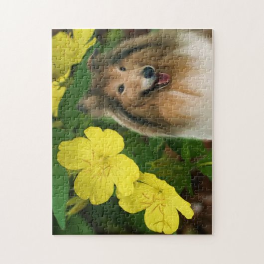 Collie Geel Primrose Hondenkunst Legpuzzel (Verticaal)
