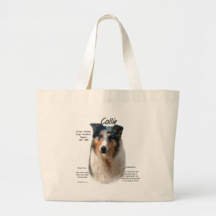 Collie (gladde merle) Geschiedenis Ontwerp Grote Tote Bag