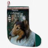 Collie Happy Collidays Kerstmis Kleine Kerstsok (Voorkant)