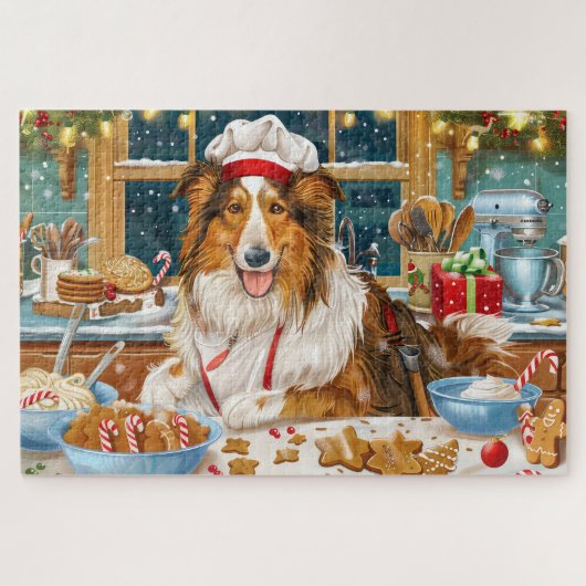 Collie Holiday Baking: Feestelijke Kerst Legpuzzel (Horizontaal)