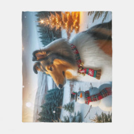 Collie Holiday  Fleece Deken