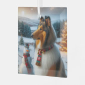 Collie Holiday Glas Ornament (Voorkant links)