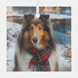 Collie Holiday  Glas Ornament