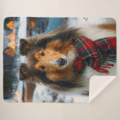 Collie Holiday  Sherpa Blanket Deken (Voorkant (horizontaal))