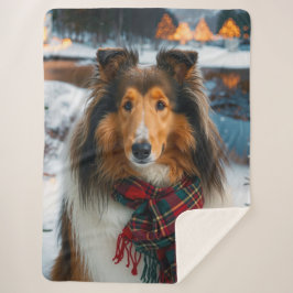 Collie Holiday  Sherpa Blanket Sherpa Deken