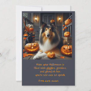 Collie hond Halloween voor kinderen Feestdagenkaart