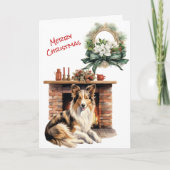 Collie hondenhaard kerstavond Kaart (Voorkant)