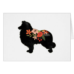 Collie Hondenras Bohemian Floral Silhouette Card