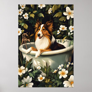 Collie in badposter, Grappige hondposter, Collie Poster