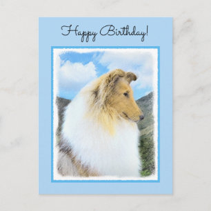 Collie in bergen (ruw) Schilderen - Dog Art Briefkaart