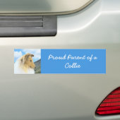 Collie in bergen (ruw) Schilderen - Dog Art Bumpersticker (Op auto)
