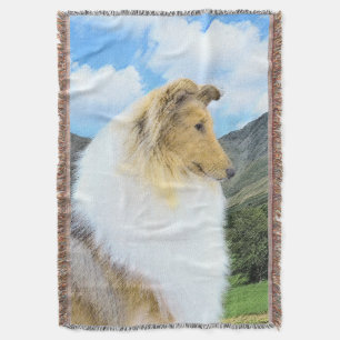 Collie in bergen (ruw) Schilderen - Dog Art Deken