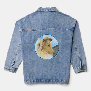 Collie in bergen (ruw) Schilderen - Dog Art Denim Jacket
