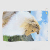 Collie in bergen (ruw) Schilderen - Dog Art Golfhanddoek (Horizontaal)