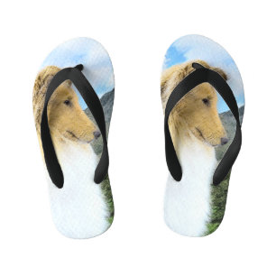 Collie in bergen (ruw) Schilderen - Dog Art Kinder Teenslippers
