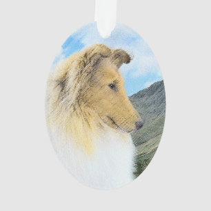 Collie in bergen (ruw) Schilderen - Dog Art Ornament