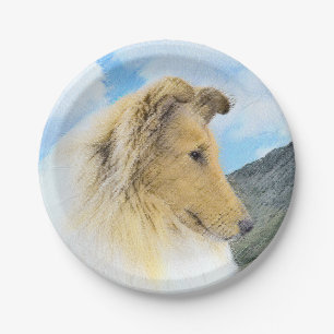 Collie in bergen (ruw) Schilderen - Dog Art Papieren Bordje