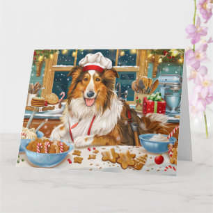 Collie Kerstbak: Festieve Kerstmis Kaart