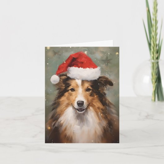 Collie Kerstborstel schilderen kunstwerk Kaart (Voorkant)