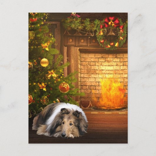 Collie Kerstmis Feestdagenkaart (Voorkant)