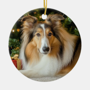 Collie Kerstmis Keramisch Ornament