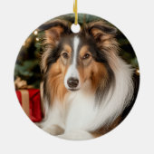 Collie Kerstmis Keramisch Ornament (Achterkant)