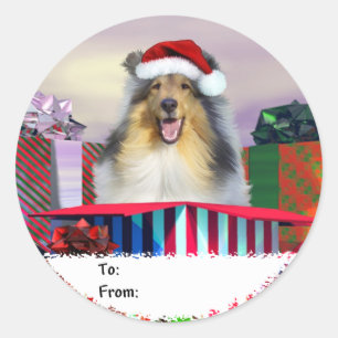 Collie Kerstmis Surpise Gift Labels